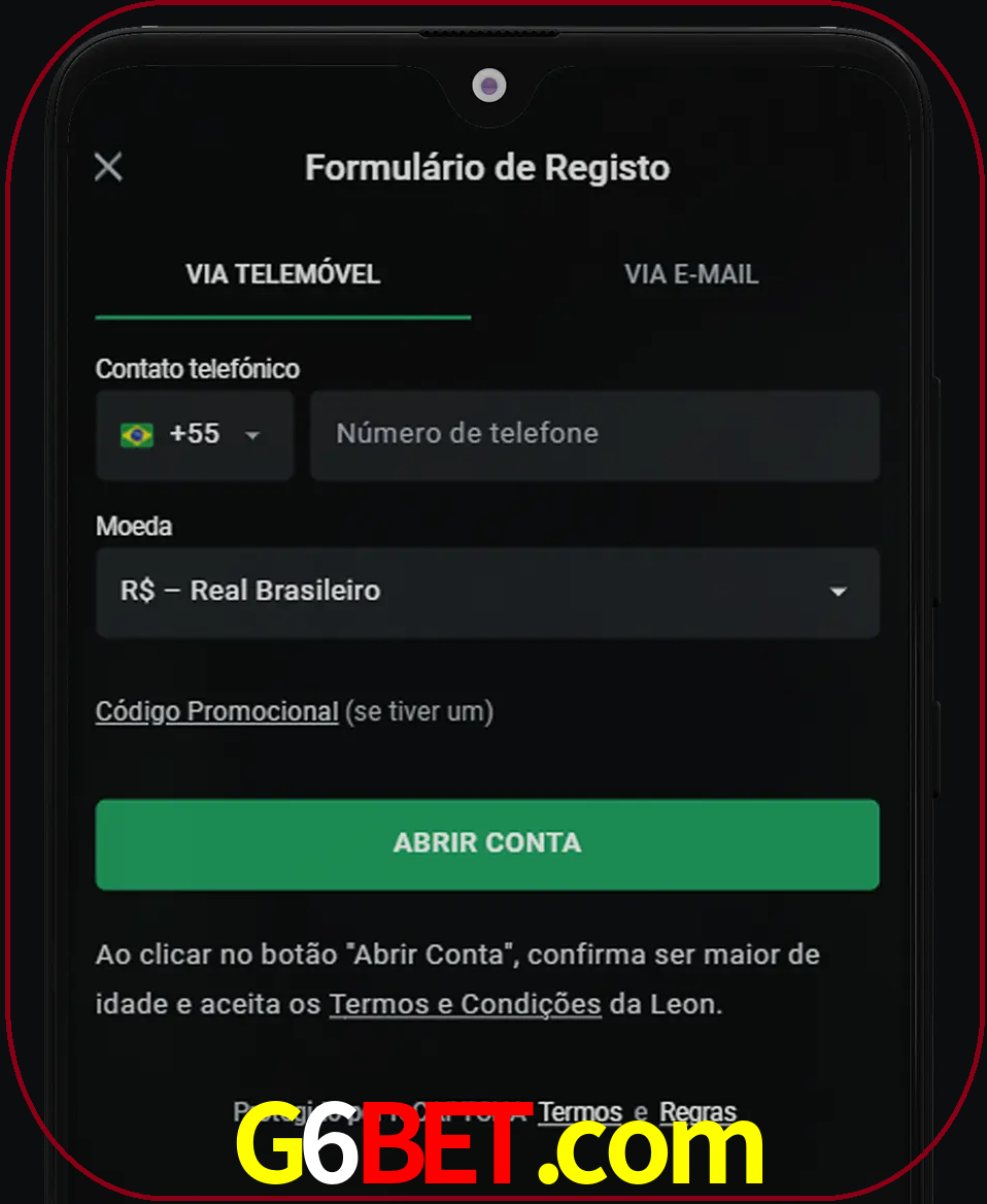 Abra o aplicativo e inicie o processo de registro.