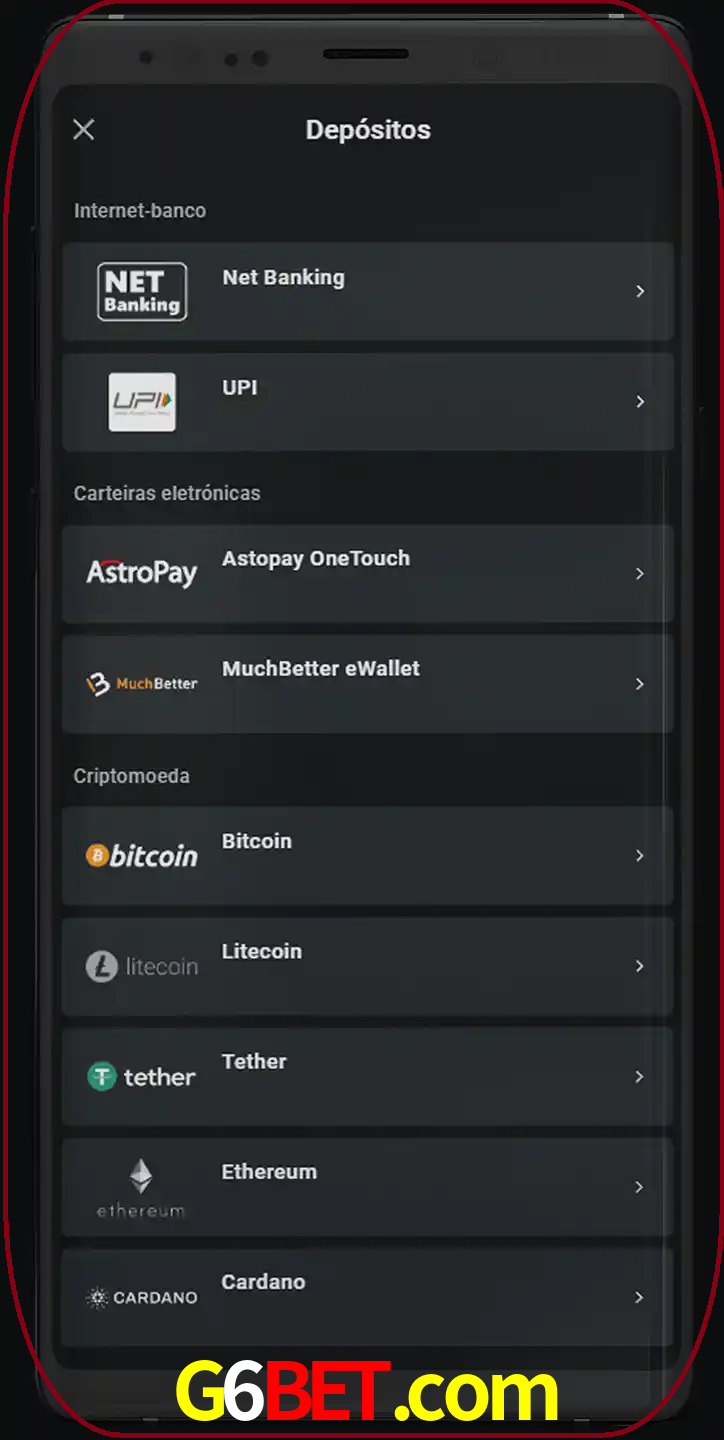 Você pode usar métodos alternativos de depósito.